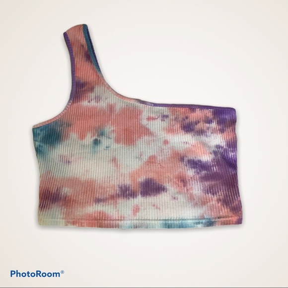 SHEIN Tops - Shein One Shoulder Crop Tank Top L Tie Dye